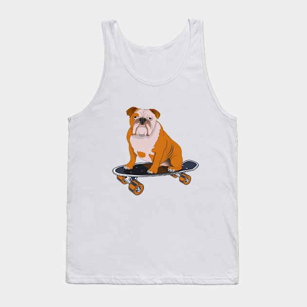 English Bulldog - English Bulldog On A Skateboard Tank Top by Kudostees